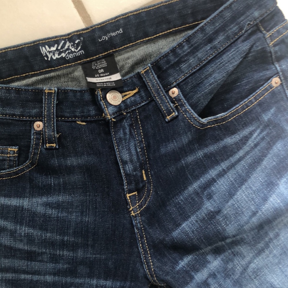 Mossimo Denim Boyfriend Jeans Semi Distressed Size 0R - Picture 9 of 11